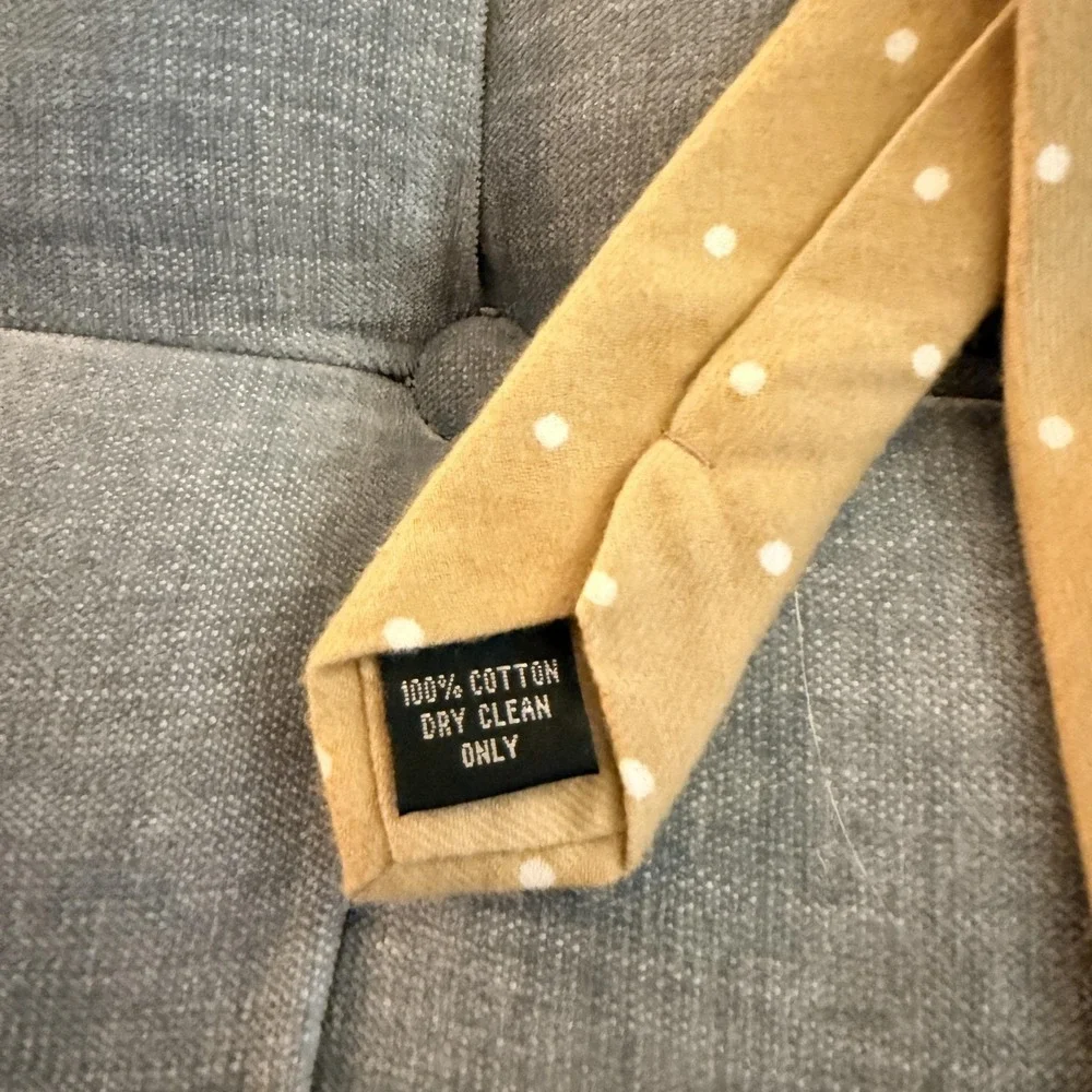Jack Sartori Italia Tie Mens One Size Yellow Polka Dot Skinny Necktie Cotton